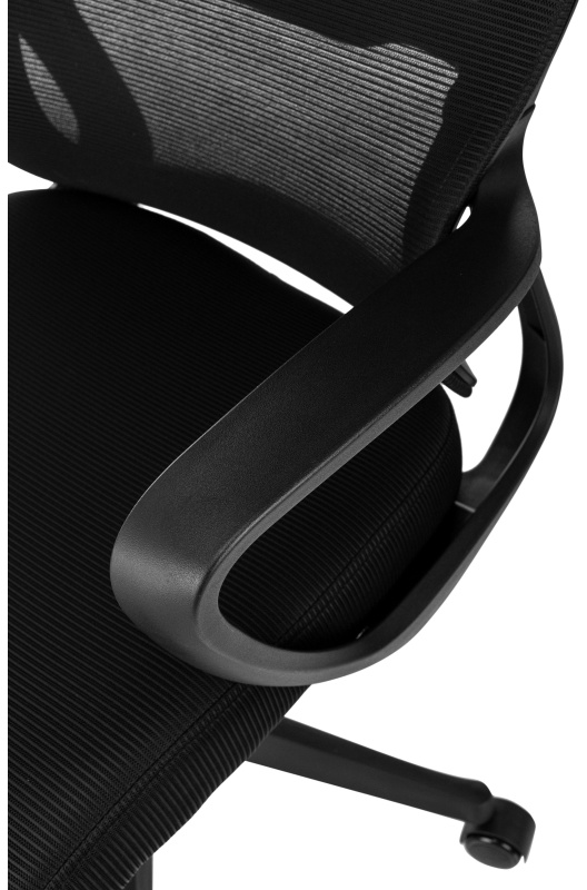 Кресло VB_Бюрократ Wise черный сетка/ткань с подголов