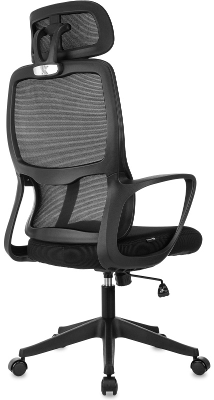 Кресло VB_Бюрократ Wise черный сетка/ткань с подголов