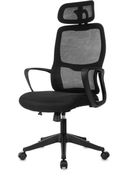 Кресло VB_Бюрократ Wise черный сетка/ткань с подголов
