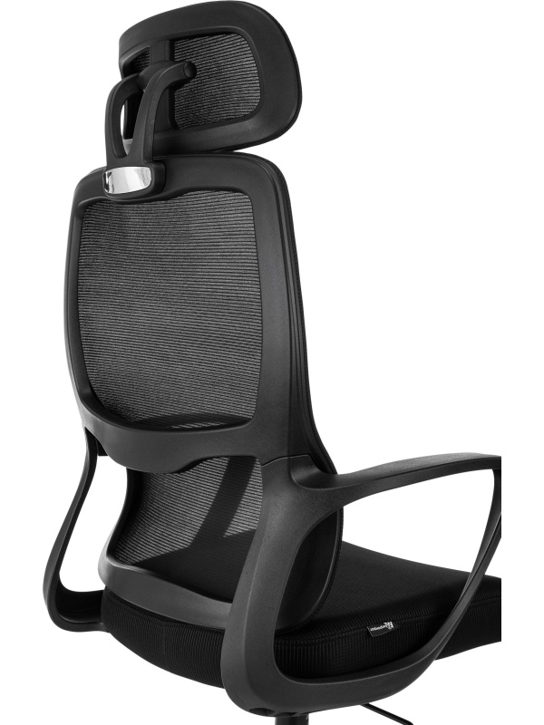 Кресло VB_Бюрократ Wise черный сетка/ткань с подголов