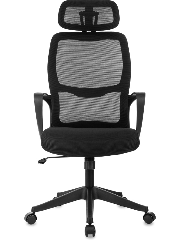 Кресло VB_Бюрократ Wise черный сетка/ткань с подголов