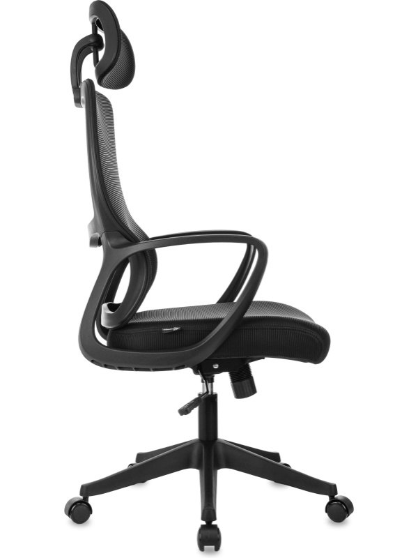 Кресло VB_Бюрократ Wise черный сетка/ткань с подголов