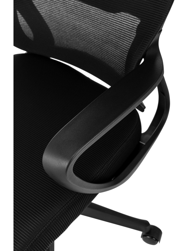 Кресло VB_Бюрократ Wise черный сетка/ткань с подголов