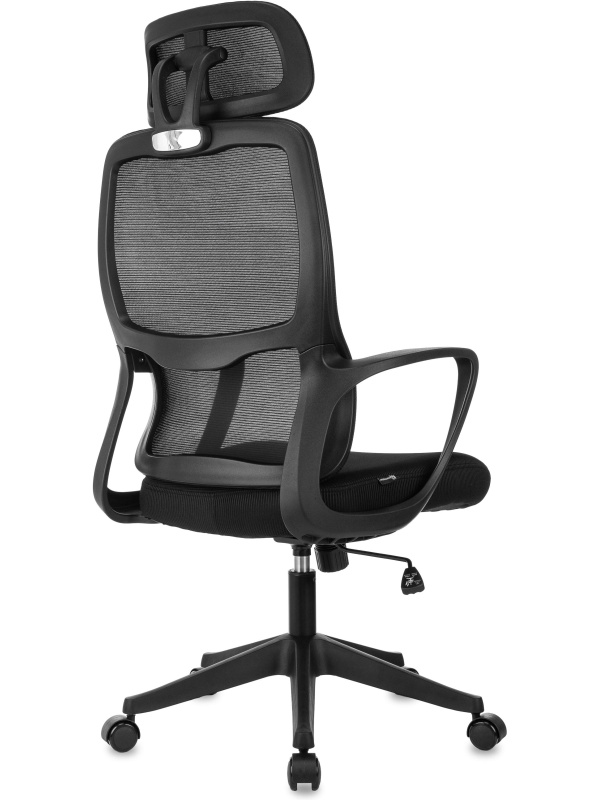 Кресло VB_Бюрократ Wise черный сетка/ткань с подголов