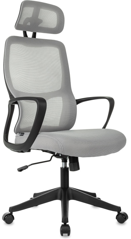 Кресло VB_Бюрократ Wise серый сетка/ткань с подголов