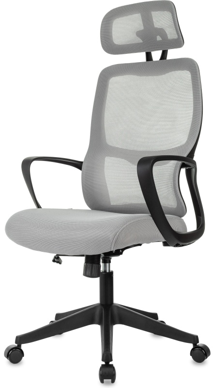Кресло VB_Бюрократ Wise серый сетка/ткань с подголов