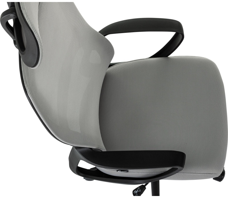 Кресло VB_Бюрократ Wise серый сетка/ткань с подголов