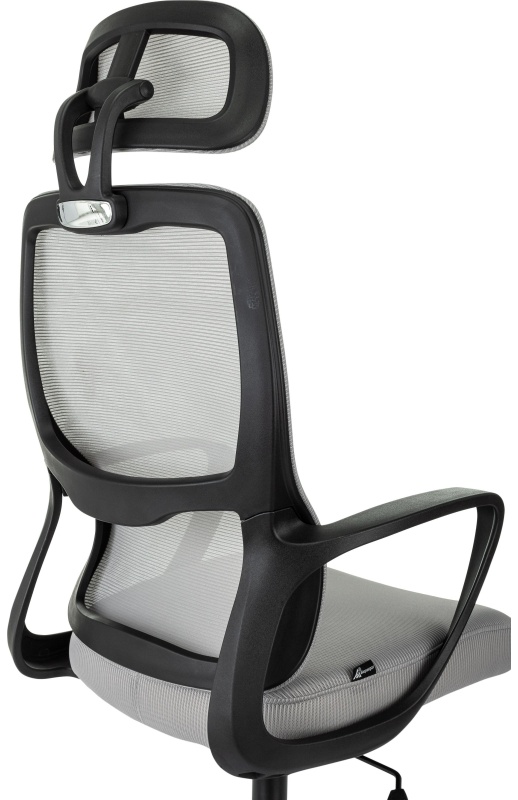 Кресло VB_Бюрократ Wise серый сетка/ткань с подголов