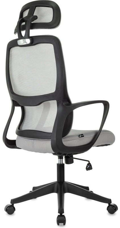 Кресло VB_Бюрократ Wise серый сетка/ткань с подголов