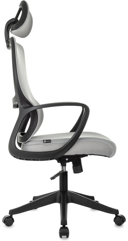 Кресло VB_Бюрократ Wise серый сетка/ткань с подголов