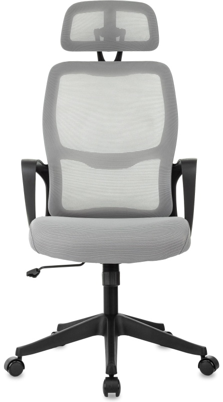 Кресло VB_Бюрократ Wise серый сетка/ткань с подголов