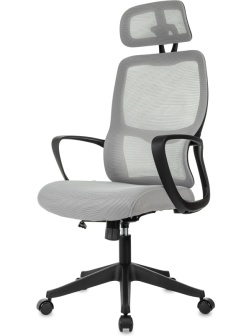 Кресло VB_Бюрократ Wise серый сетка/ткань с подголов