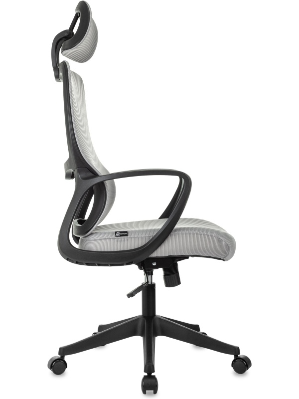 Кресло VB_Бюрократ Wise серый сетка/ткань с подголов