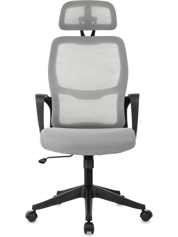 Кресло VB_Бюрократ Wise серый сетка/ткань с подголов