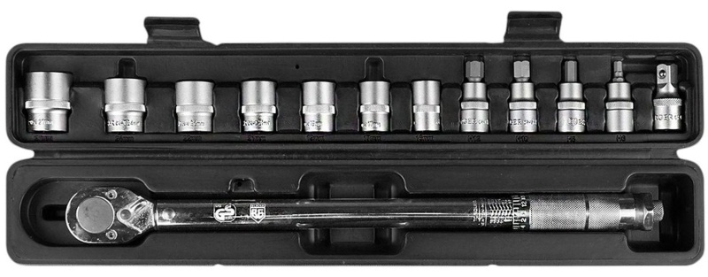 Ключ динамометрический с набором головок 13 пр.1/2 28-210 Нм BERGER BG2370