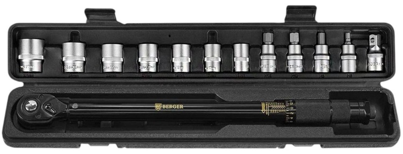 Ключ динамометрический с набором головок 13 пр.1/2 28-210 Нм BERGER BG2370