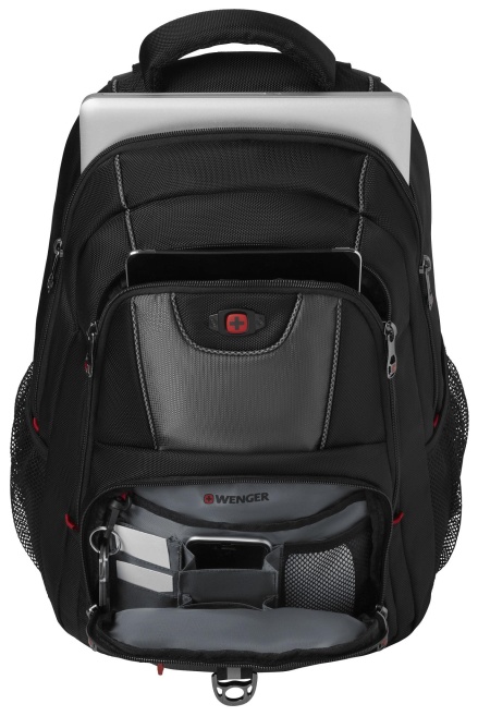 Рюкзак WENGER 16'', черный/серый, полиэстер, 38 x 25 x 48 см, 25 л