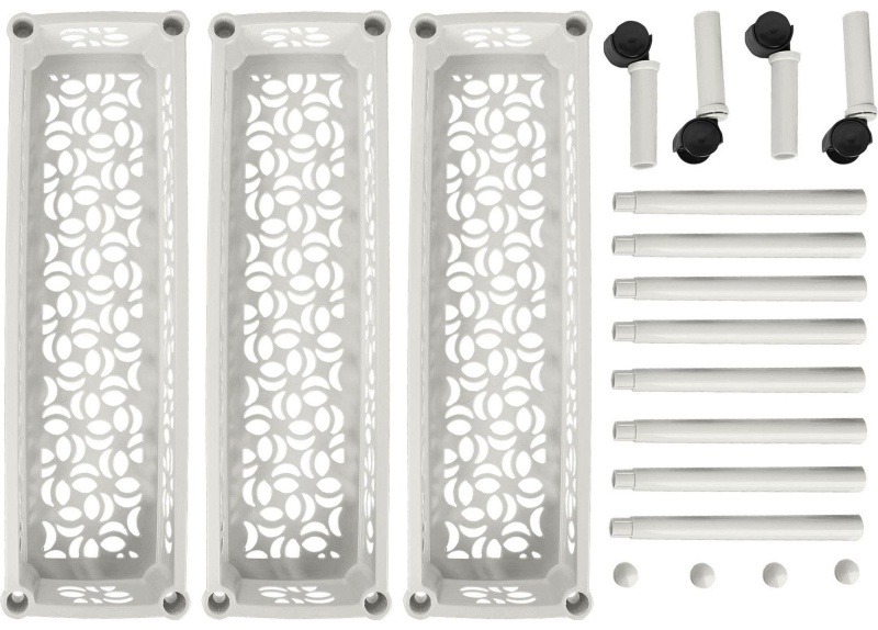 Этажерка PR_Keeplex Light на колесиках 3-х секцион. длинная белое облако