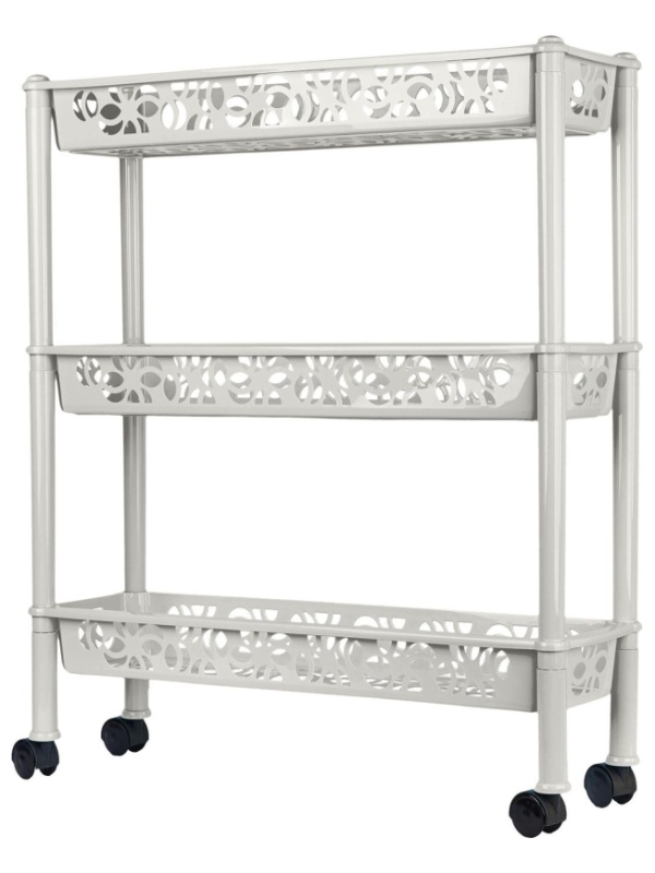 Этажерка PR_Keeplex Light на колесиках 3-х секцион. длинная белое облако