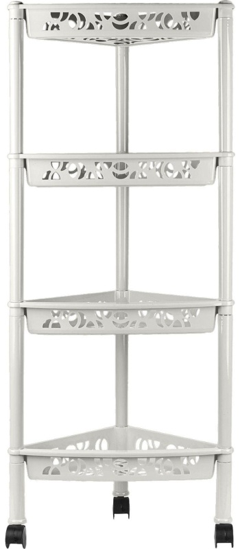 Этажерка PR_Keeplex Light на колесиках 4х секцион. угловая белое облако