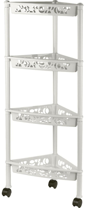 Этажерка PR_Keeplex Light на колесиках 4х секцион. угловая белое облако