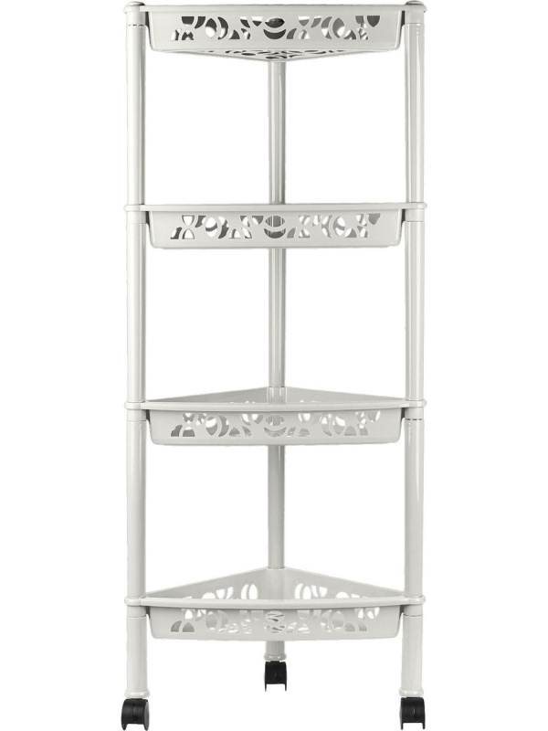 Этажерка PR_Keeplex Light на колесиках 4х секцион. угловая белое облако