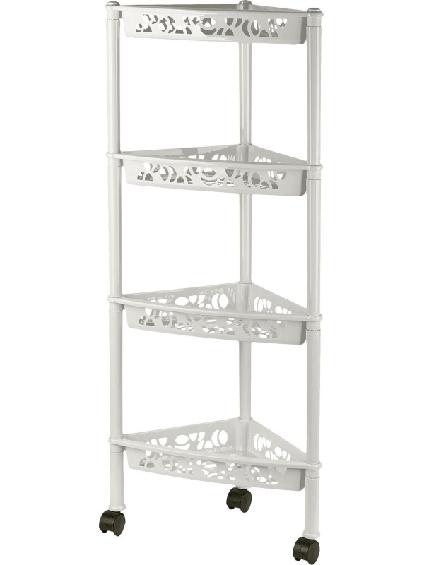 Этажерка PR_Keeplex Light на колесиках 4х секцион. угловая белое облако