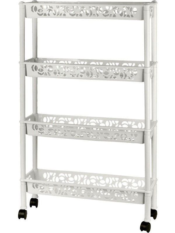 Этажерка PR_Keeplex Light на колесиках 4х секцион. длинная белое облако