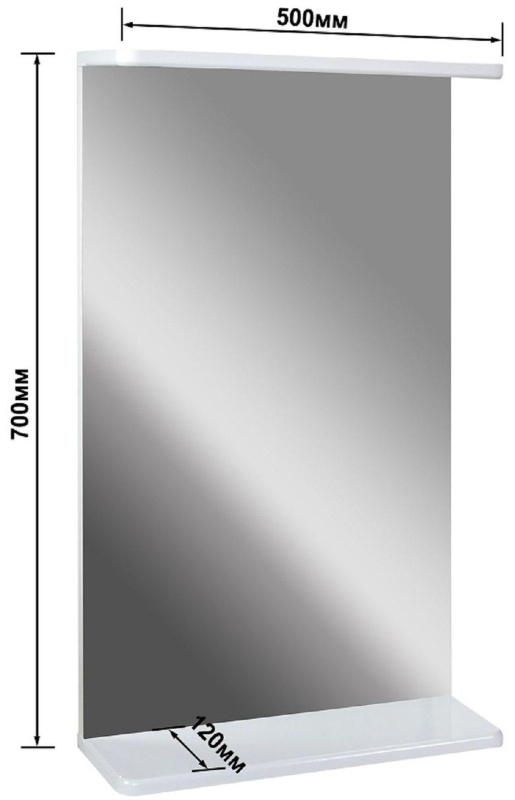 Зеркало TZ_Лайт 50 с полкой, белое