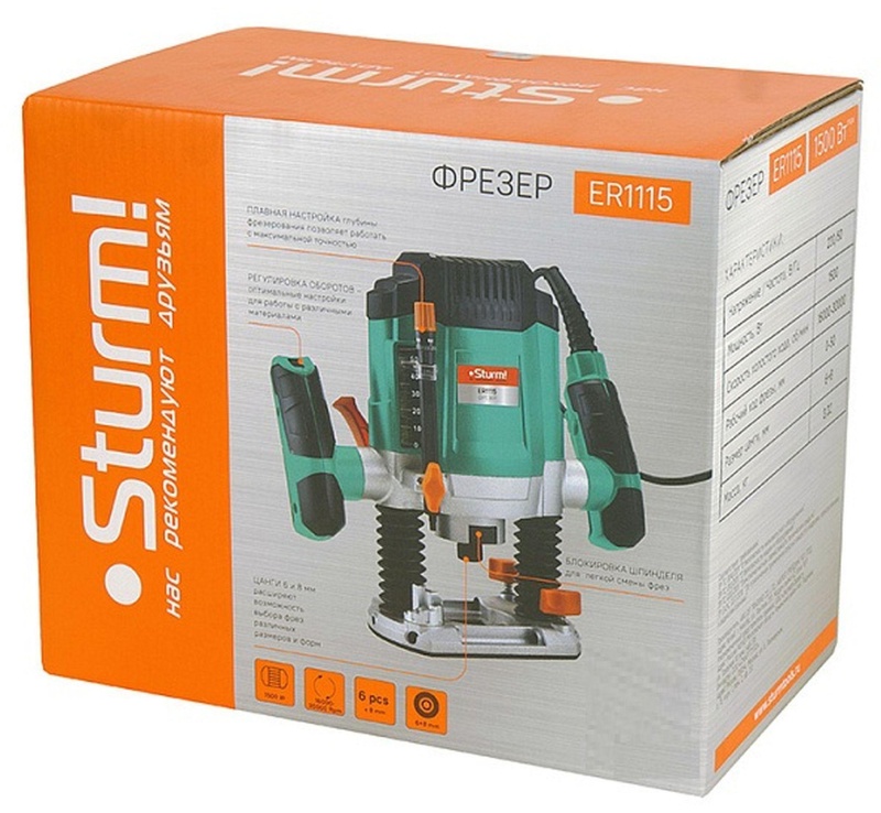 Фрезер Sturm!, 1500Вт,16000-30000об/мин, ЛИТАЯ ОПОРА (АЛЮМИНИЙ) ER1115