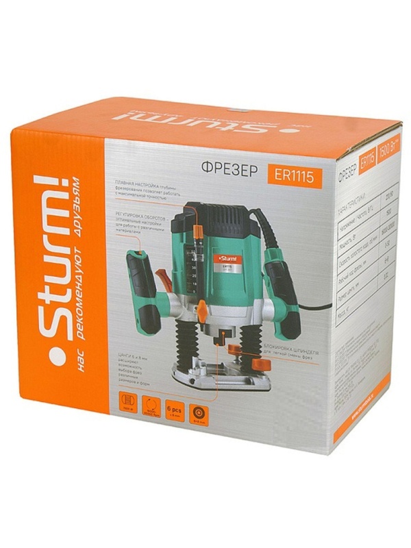 Фрезер Sturm!, 1500Вт,16000-30000об/мин, ЛИТАЯ ОПОРА (АЛЮМИНИЙ) ER1115