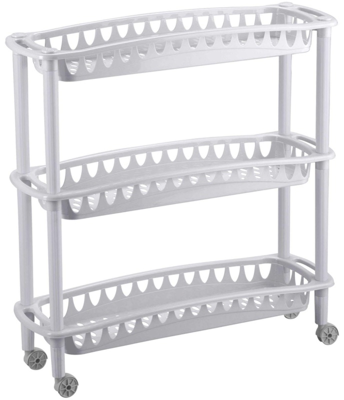 Этажерка BP_ узкая ДЖУЛИЯ 3 полки 590Х180Х610мм светло-серый