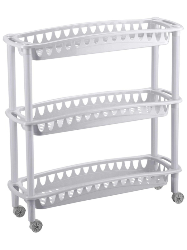 Этажерка BP_ узкая ДЖУЛИЯ 3 полки 590Х180Х610мм светло-серый