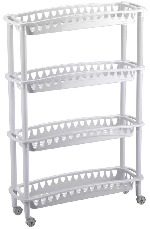 Этажерка BP_ узкая ДЖУЛИЯ 4 полки 590Х180Х730мм светло-серый