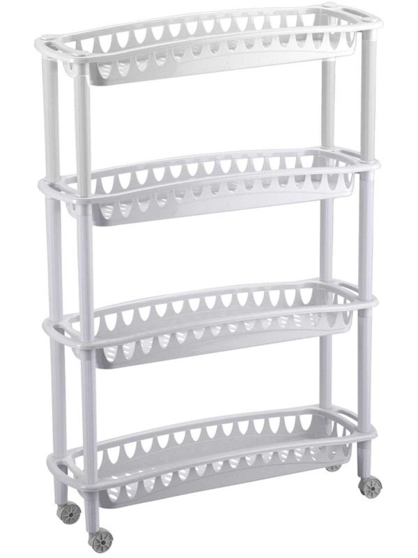 Этажерка BP_ узкая ДЖУЛИЯ 4 полки 590Х180Х730мм светло-серый