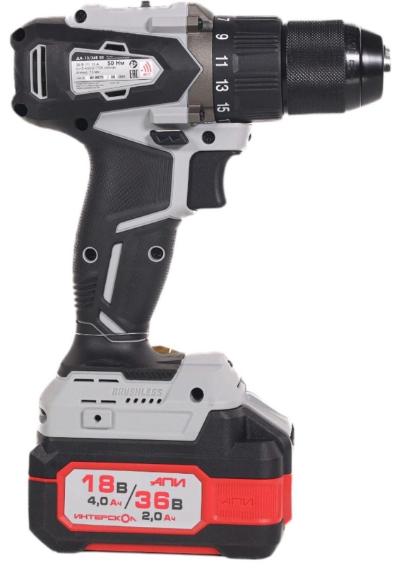 Дрель-шуруповерт ДА-13/36В 50  бесщеточная акк.(кейс,2 акк. 2,0Ач, ЗУ)
