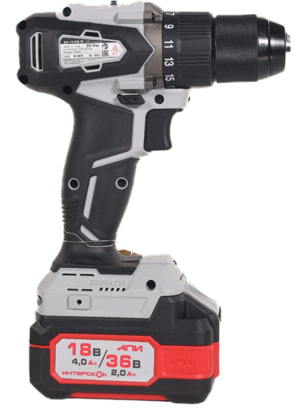 Дрель-шуруповерт ДА-13/36В 50  бесщеточная акк.(кейс,2 акк. 2,0Ач, ЗУ)