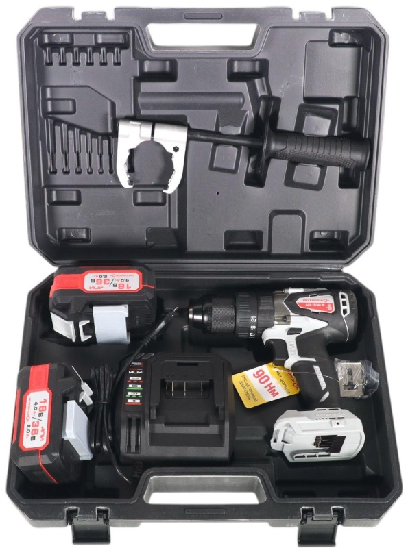 Дрель-шуруповерт ДАУ-13/36В 90 бесщеточная ударн.акк.кейс, 2 акк.2,0Ач, ЗУ