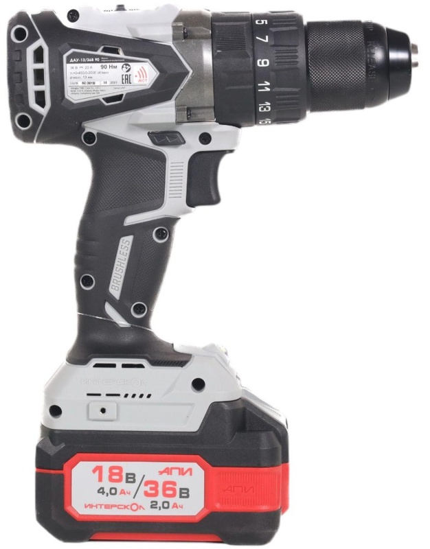 Дрель-шуруповерт ДАУ-13/36В 90 бесщеточная ударн.акк.кейс, 2 акк.2,0Ач, ЗУ