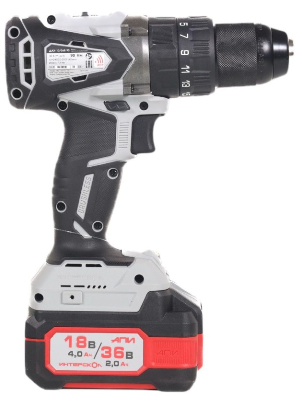 Дрель-шуруповерт ДАУ-13/36В 90 бесщеточная ударн.акк.кейс, 2 акк.2,0Ач, ЗУ