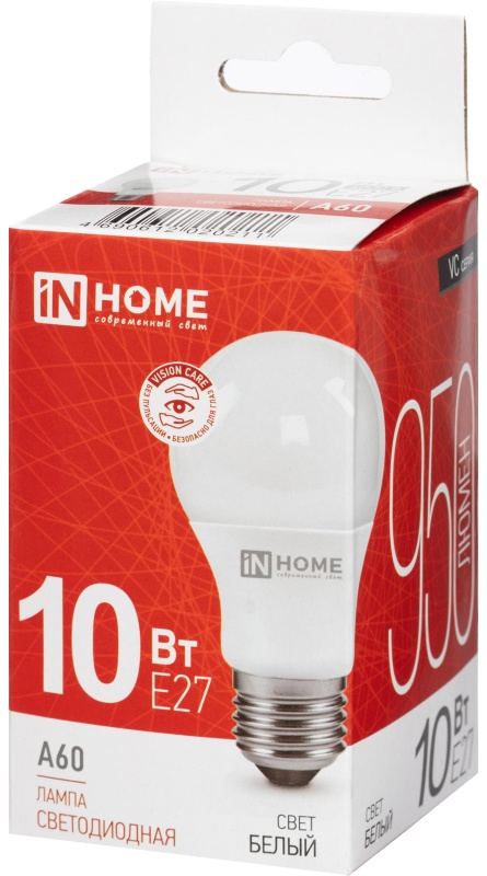 Лампа светодиодная LED-A60-VC 10Вт 230В Е27 4000К 950Лм IN HOME
