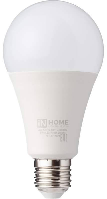Лампа светодиодная LED-A70-VC 30Вт 230В Е27 4000К 2850Лм IN HOME