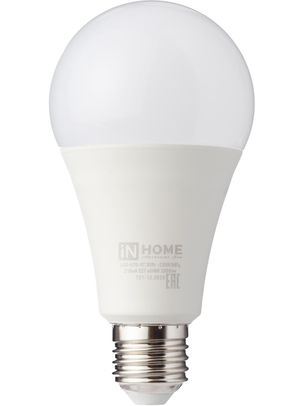 Лампа светодиодная LED-A70-VC 30Вт 230В Е27 4000К 2850Лм IN HOME