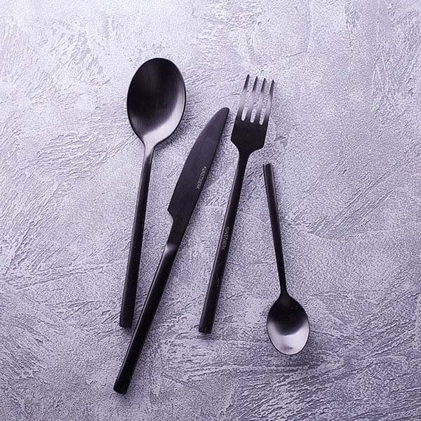 Черная десертная вилка «Саппоро бэйсик» - 18 см.