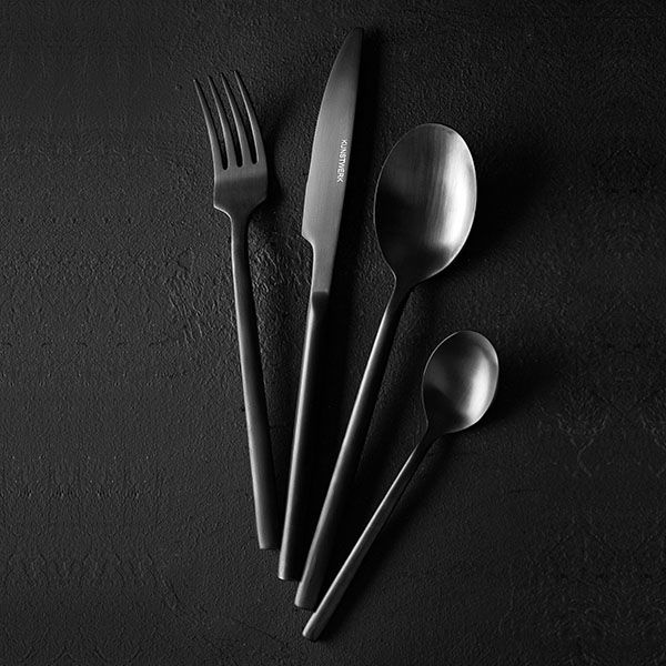 Черная десертная вилка «Саппоро бэйсик» - 18 см.