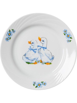 Белая фарфоровая тарелка «Гусята» (диаметр 20 см)