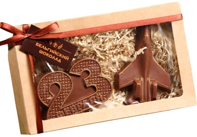 Набор подарочный Бельгийский шоколад,2в1 '23февраля 2+Самолет' 160г,7459908