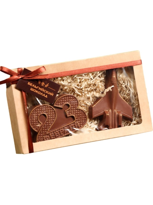 Набор подарочный Бельгийский шоколад,2в1 '23февраля 2+Самолет' 160г,7459908