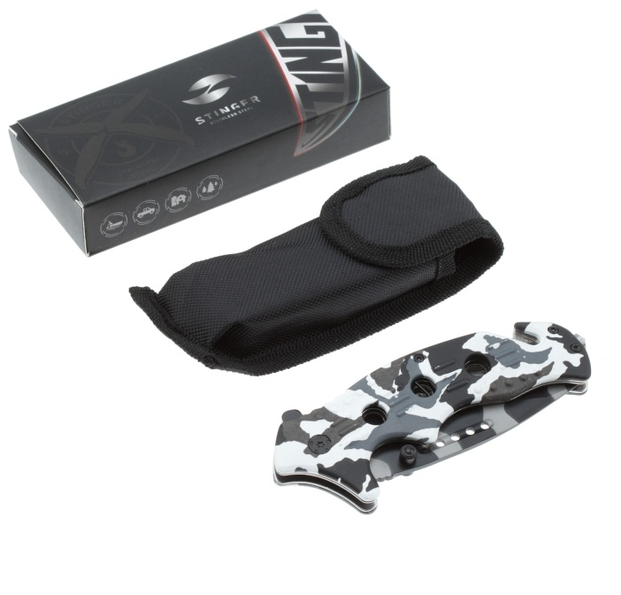 Нож складной Stinger,84мм(черно-серый),алюм.(черно-белый камуфляж),FK-006X