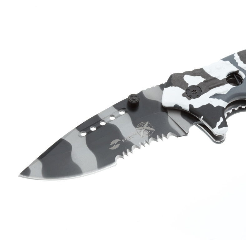 Нож складной Stinger,84мм(черно-серый),алюм.(черно-белый камуфляж),FK-006X